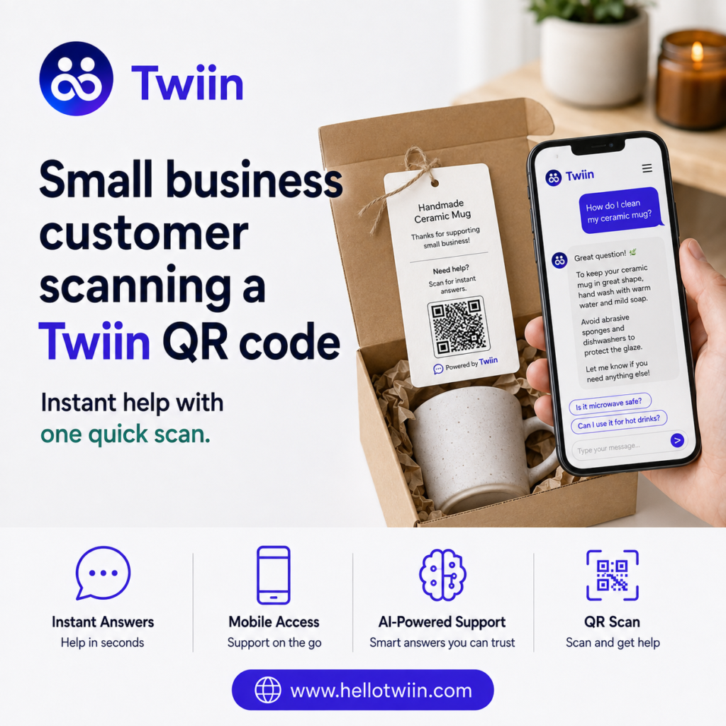 Small business customer scanning a Twiin QR code