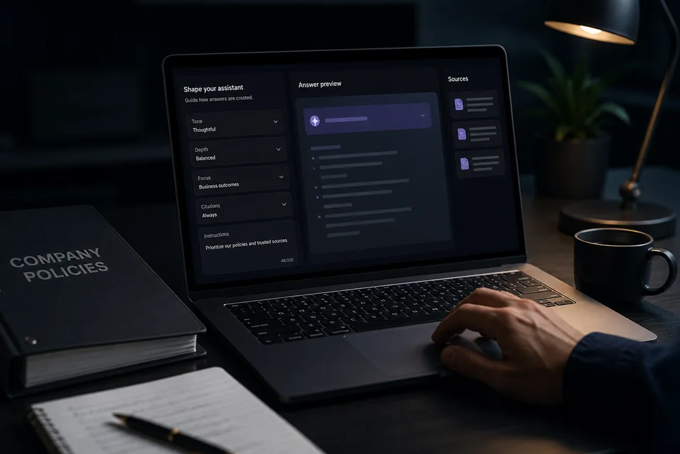 A business owner shaping an AI assistant's guidance and answer style