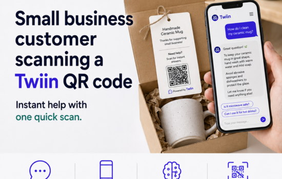 Small business customer scanning a Twiin QR code